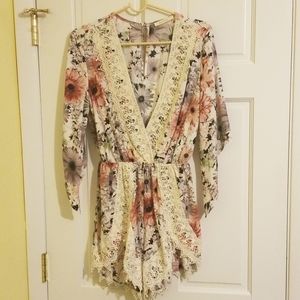 Floral lace romper